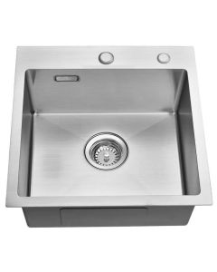 Fregadero de 1 seno 45x45x19 cm fregadero de cocina cepillado de acero inox