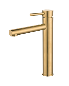 Valaz grifo de lavabo alto pica monomando redondo caño dorado cepillado