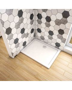 Aica plato de ducha rectangular blanco 100x80x3cm+accesorios de desagüe