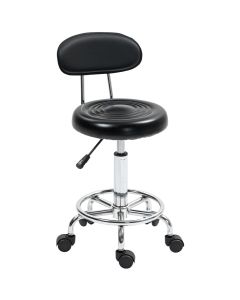 Silla giratoria piel sintética negra ruedas altura ajustable reposapiés