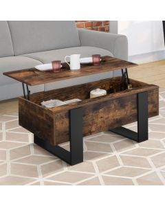 Mesa baja elevable bicolor madera envejecida/negro - 97,5x50x40 cm