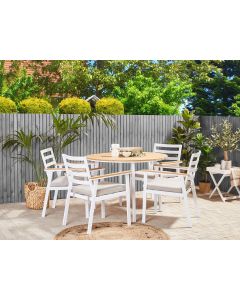 Conjunto de comedor exterior 4 plazas cavoli con cojines metal beige
