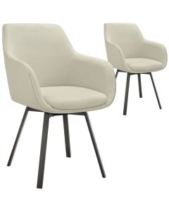 Set de 2 sillas giratorias con reposabrazos y tapizada beis grisáceo