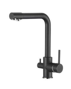 Valaz grifo de cocina  ósmosis 3 vías redondo negro mate