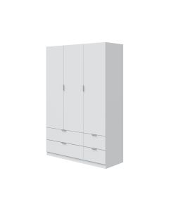 Armario blanco 3 puertas y 4 cajones 200x135x52 cm