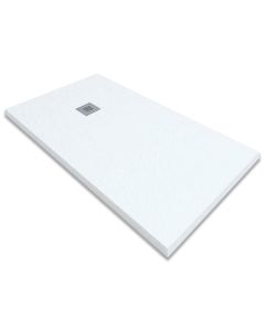 Plato ducha resina | válvula desagüe y rejilla | blanco | 90 x 130cm