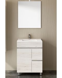 Mueble de baño isquia con lavabo y espejo 60x35cm blanco nórdico
