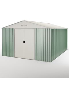 Caseta metálica jardín 15,5m2 Wasabi- puerta corredera amplia - verde beige