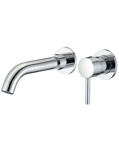 Valaz grifo lavabo empotrado redondo monomando cromado con caño de 15cm