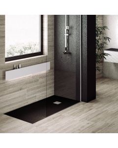 Plato de ducha pizarra pure negro  80x80 cm rejilla acero inox.