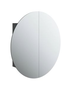 vidaXL armario de baño con espejo redondo y LED negro 54x54x17,5 cm