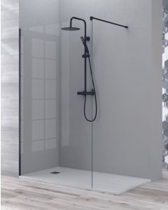 Mampara ducha fijo walk in | panel ducha transparente 100cm negro