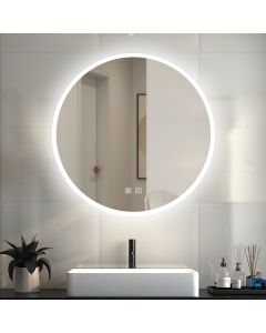 Espejo redondo de baño LED 80cm + antivaho + brillo ajustable