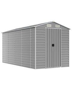 vidaXL caseta de jardín gris claro 191x385x198 cm acero galvanizado