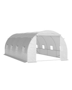 Invernadero 595x300x200 cm metal, pe color blanco Outsunny