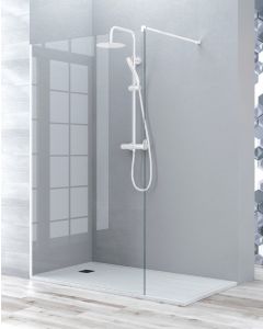 Mampara ducha fijo walk in | panel ducha transparente 120cm blanco mate