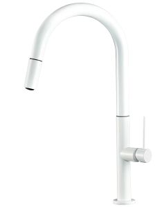 Valaz grifo cocina alto extraíble monomando blanco