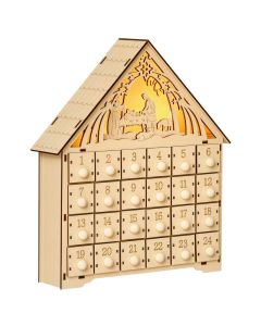 Calendario de adviento 26.6x6x30 cm madera contrachapada color marrón