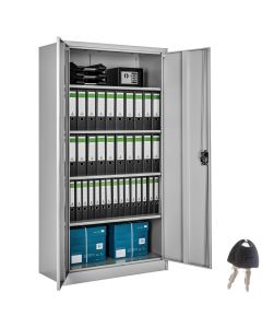 Armario archivador de acero con 5 estantes, 40x80x180 cm, gris