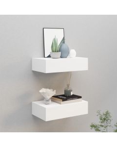 Estantes de pared con cajón 2 uds mdf blanco 40x23,5x10 cm es4705