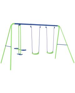 Columpio de jardín 280x140x178 cm metal, pe color verde Outsunny