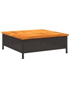 vidaXL mesa de jardín ratán y madera de acacia negro 70x70x25 cm