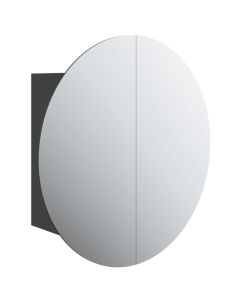 vidaXL armario de baño con espejo redondo y LED negro 40x40x17,5 cm