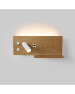 Aplique lectura efecto madera usb 7w+foco 3w izquierdo