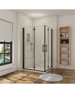 Mampara de ducha plegable,cristal antical 5mm,negro mate,800x1000x1900mm