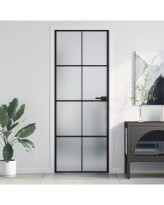 Puerta interior deLGada negra vidrio y aluminio 76x201,5 cm wef2961