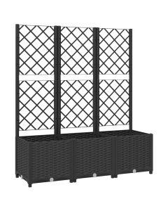 vidaXL jardinera de jardín con enrejado, color negro, 120 x 40 x 136 cm, pp