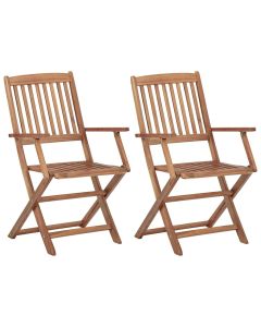 vidaXL sillas plegables de jardín 2 unidades madera maciza de acacia