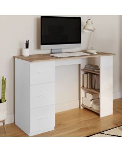 Escritorio recto - 3 cajones - blanco madera - 110 cm