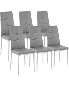 Tectake 6sillas comedor piel sintética acolchadas resistentes y l, gris