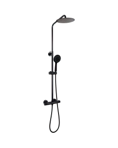 Valaz barra de ducha termostática redonda hasta 120cm negro mate - 20cm