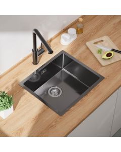 Fregadero de cocina de acero inoxidable 50x44 cm fregadero empotrado de 1 s