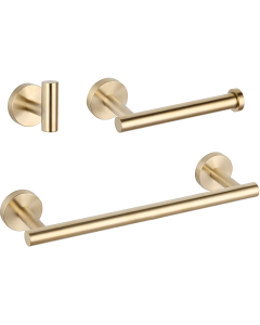 Valaz accesorios baño dorado cepillado toallero 30cm+1percha+portarollos