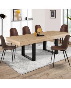 Mesa comedor industrial extensible madera negra - 160-200 cm