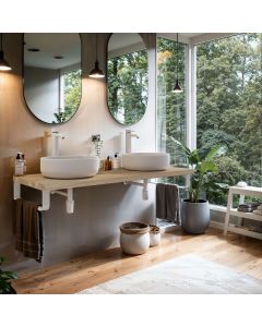 Encimera lavabo 121x49x3 cm chapa olmo natural con soportes blancos