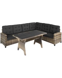 Tectake conjunto modular ratán acero resistente cojines suaves, natural
