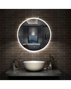 Espejo redondo de baño LED 60cm + antivaho + brillo ajustable