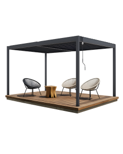 Pérgola bioclimática autoportante de aluminio gris piana 4x3m