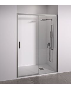 Mampara de ducha frontal plata 135-140 cm acceso izquierda bellobath