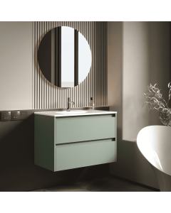 Mueble de baño suspendido lavabo cerámico | 2 cajones | 70 cm leaf