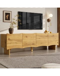 Mueble de tv 155 cm 4 puertas con pasacables MDF natural