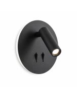 Aplique de pared aluminio negro con foco lectura 3w y luz ambiental