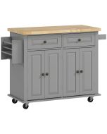 Isla de cocina 111x44.5x82.5 cm mdf, madera de caucho color gris Homcom