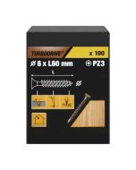 100 tornillos para madera PZ premium 6x60 mm Turbodrive