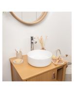 Lavabo sobre encimera redondo de cerámica blanca mii de 30 cm