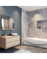 Aica mampara de bañera abatible,vidrio 6mm,gris mate,(78-80)x140cm